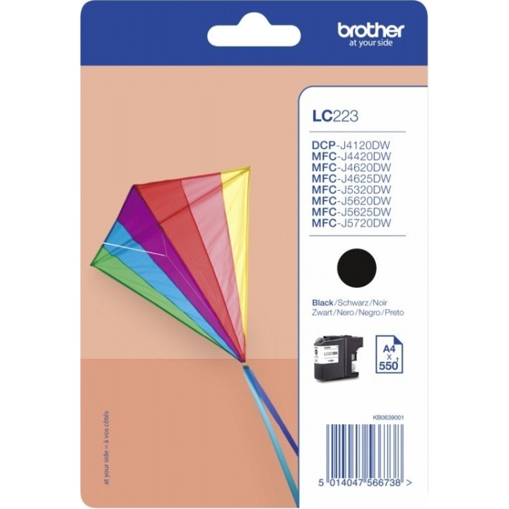 Brother LC223BK Fekete Eredeti Tintapatron DCP-J4120|MFC-J4420|J4620|J5320|J5620|J5720 550 "LC223BK"