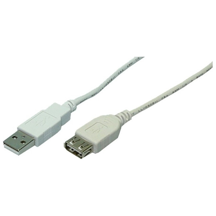 LOGILINK USB Extension Cable USB 2.0 (F) to USB 2.0 (M) 2m Gray "CU0010"