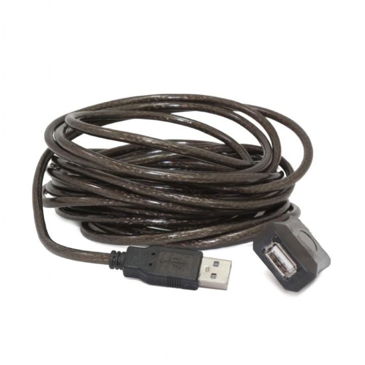 USB кабел GEMBIRD удължител USB 2.0 (T) към USB 2.0 (M) 5м активен (позволява използването на дълъг USB кабел) черен "UAE-01-5M"