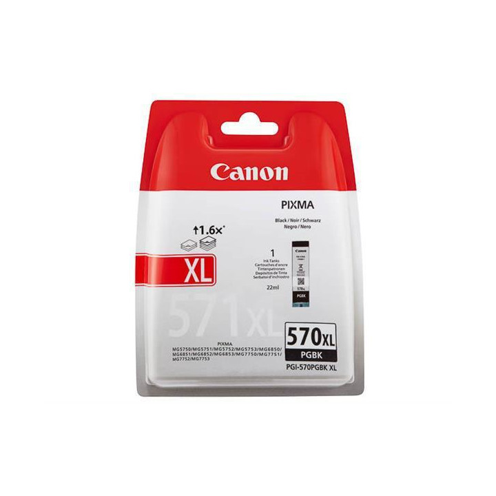 Original Canon Black Ink Cartridge PGI-570XLB for MG5750|5751|6850|6851|7750|7751|7752|TS5050|6050|8050|9050, 22ml "BS0318C001AA