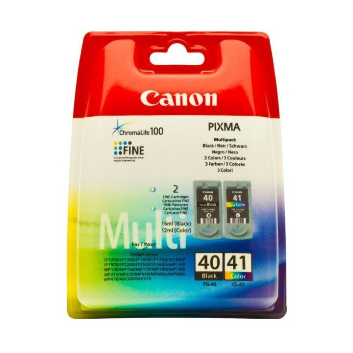 Combo-Pack Eredeti Canon Fekete/Színes PG-40/CL-41 Pixma IP1200|IP1300|IP1600|IP1700|IP1800|IP1900|IP2200|IP2500|IP2600|MP140|MP