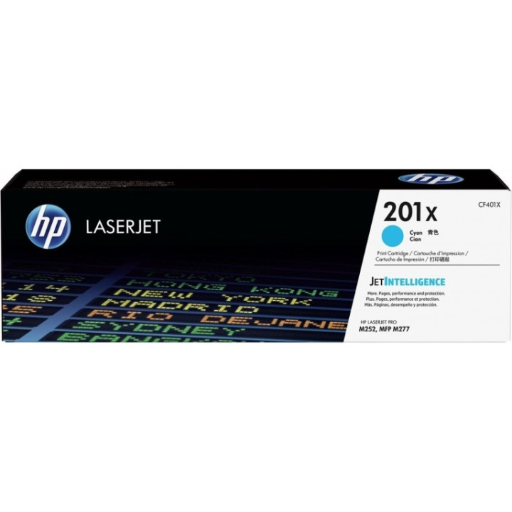 Original HP Cyan Toner Cartridge No. 201X for Color LaserJet Pro M252 | M274 | M277, 2.3K "CF401X"
