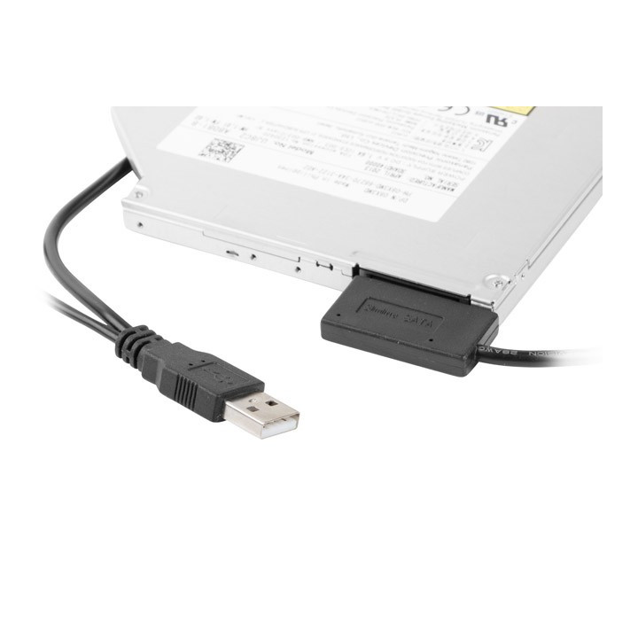 GEMBIRD USB Cable USB 2.0 (M) to Slim S-ATA (M) 50cm for SSD DVD with additional USB for extra power, black "A-USATA-01"