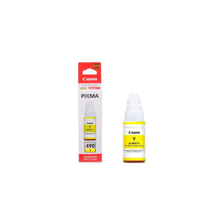 Cartus Cerneala Original Canon Yellow, GI-490Y, pentru G1400|G2400|G3400, 70ml, (timbru verde 0.15 lei), "BS0666C001AA"