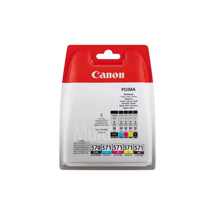Combo-Csomag Eredeti Canon CMYKPB PGI-570B/CLI-571 Pixma MG5750|MG5751|MG6850|MG6851|MG7750|MG7751|MG7752|TS5050|TS5051|TS5053|T
