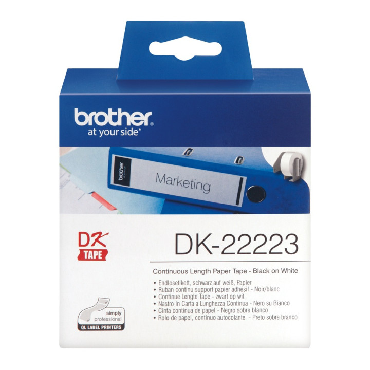 Континуираща хартия Original Brother Black on White DK22223 за P-TOUCH QL-1100|1110|800|810|1050|1060|500|560|570|580|650|702 50