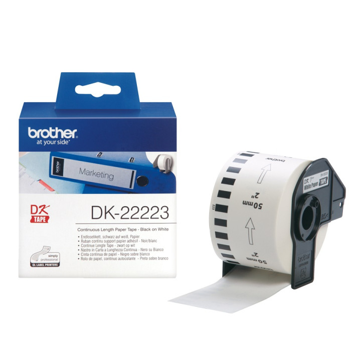 Континуираща хартия Original Brother Black on White DK22223 за P-TOUCH QL-1100|1110|800|810|1050|1060|500|560|570|580|650|702 50