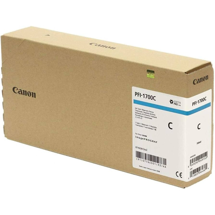 Original Canon Cyan Cartridge PFI-1700 for iPF PRO-2000/4000/4000S/6000/6000S, 700ml, NOPP "0776C001AA"