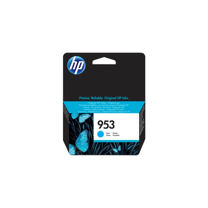 Original HP Cyan Ink Cartridge No. 953 for OfficeJet Pro 7720, 7730, 7740, 8210, 8218, 8710, 8720, 8730 "F6U12AE"