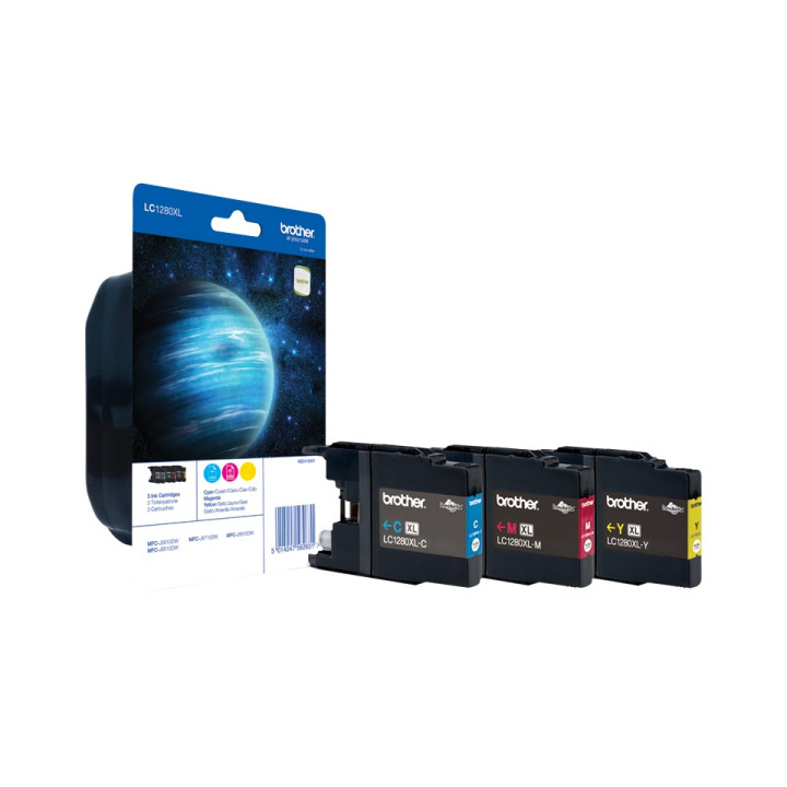 Combo-Pack Original Brother CMY, LC1280XLRBWBP, pentru DCP-J525|J725|J925|MFC-J430|J5910|J625|J6510|J6910, 3x 1.2K, (timbru verd