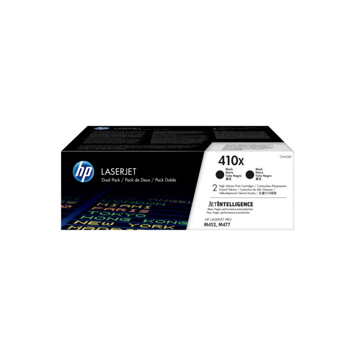 Dual-Pack Original HP Black, nr.410X, pentru LaserJet Pro M377|M452|M477, 2x6.5K, (timbru verde 1.2 lei) , "CF410XD"