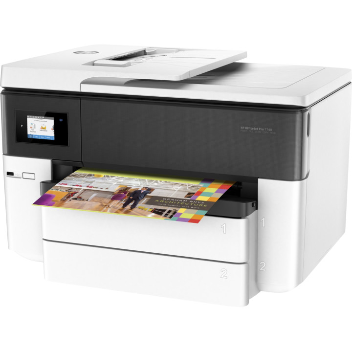 Многофункционален цветен мастиленоструен принтер HP OfficeJet 7740 AIO, A3+, Функции: Печат|Сканиране|Копиране|Факс, Скорост на 