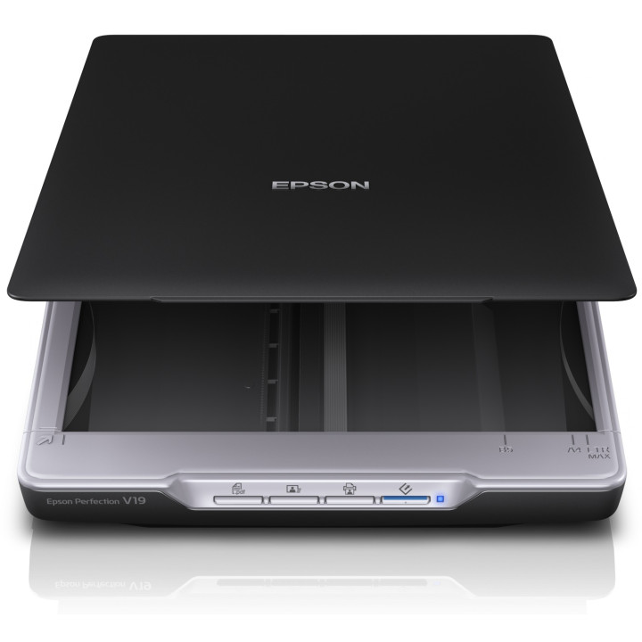EPSON Perfection V19 SZKENNER, A4, síkágyas, felbontás: 4800x9600dpi, CIS érzékelő, szoftver: Epson Copy Utility, Epson Document