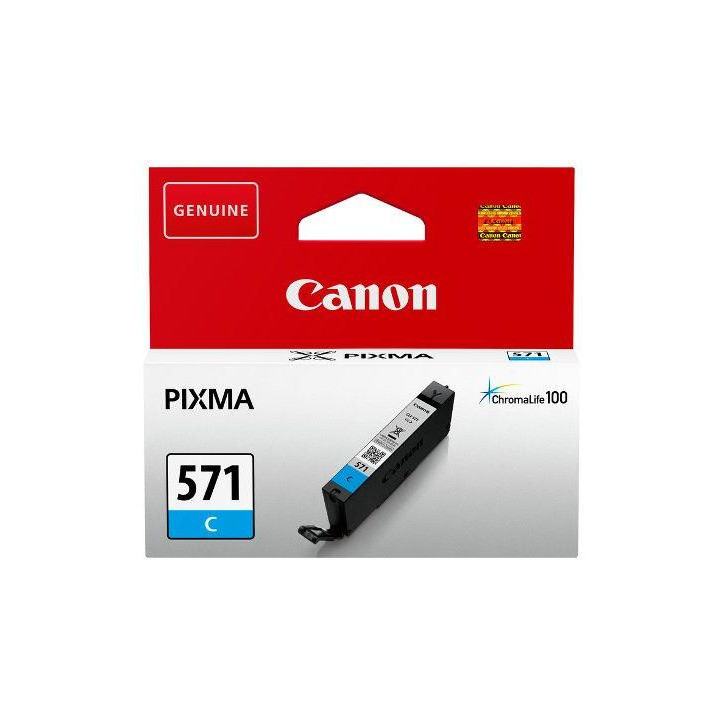 Original Canon Cyan Ink Cartridge CLI-571C for Pixma MG5750, MG5751, MG6850, MG6851, MG7750, MG7751, MG7752, TS5050, TS5051, TS5