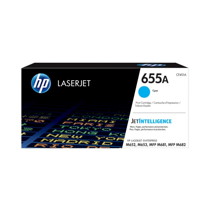 Toner Original HP Cyan, nr.655A, pentru Color LaserJet M652|M653|M681|M682, 10.5K, (timbru verde 1.2 lei) , "CF451A"
