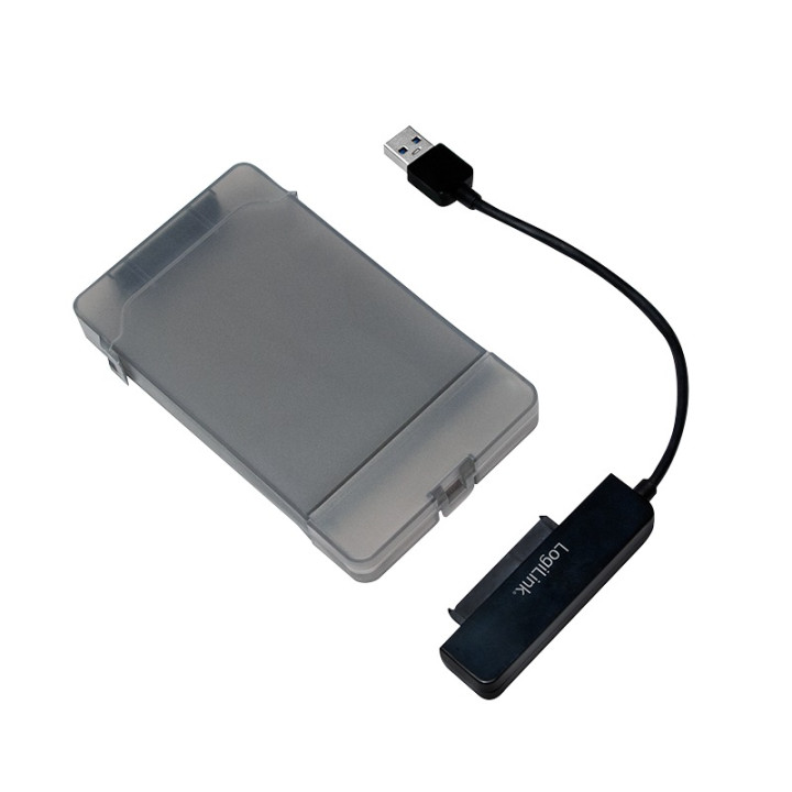 LOGILINK USB Cable USB 3.0 (T) to SATA (T) 10cm Adapter USB to 2.5" SATA HDD Protective Case for HDD Black "AU0037"