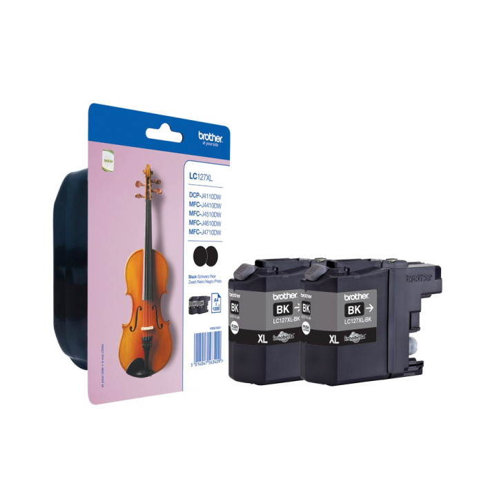 Dual-Pack Original Brother Black, LC127XLBKBP2, pentru DCP-J4110| MFC-J4410|J4510|J4610|J4710, 1.2K, (timbru verde 0.15 lei), "L