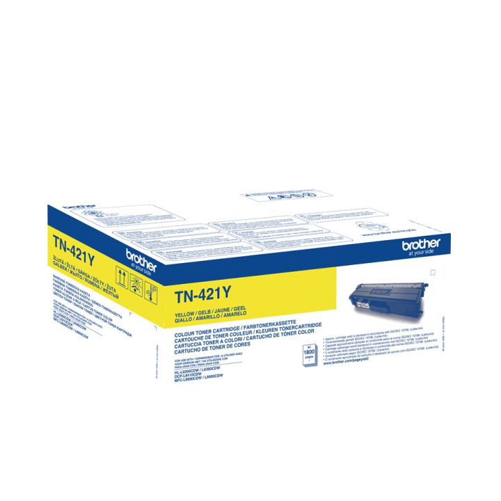 Original Brother Yellow Toner TN421Y for DCP-8410, L8260, L8360, MFC-L8690, L8900 - 1.8K pages.