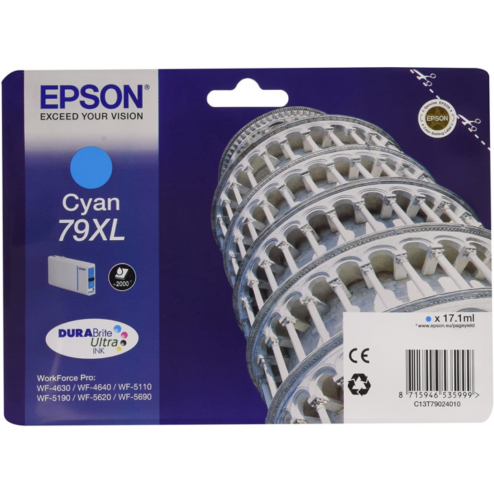 Original Epson Cyan Ink Cartridge T790240 for Workforce Pro WP-5110 | 51490 | 5620 | 5690 "C13T79024010" (RAPO)