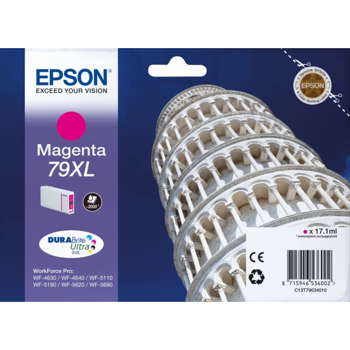 Original Epson Magenta Ink Cartridge T790340 for Workforce Pro WP-5110 | 51490 | 5620 | 5690 "C13T79034010" (RAPO)