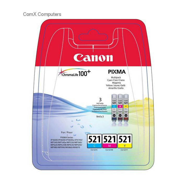 Combo-Pack Original Canon CLI-521MULTI for Pixma iP3600 | iP4600 | MP540 | MP620 "2934B010AA"