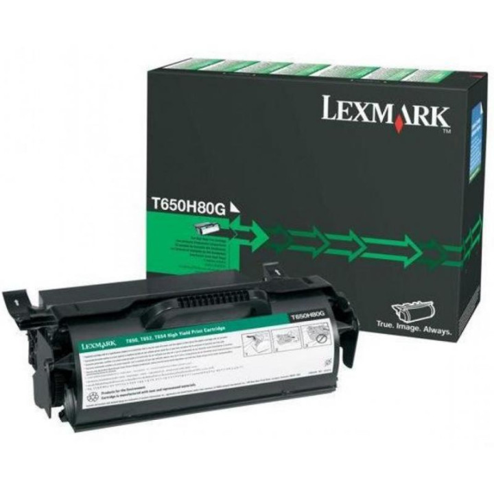 Original Lexmark Black Toner T650H80G for T650 | T652 | T654 | T656, 25K pages.