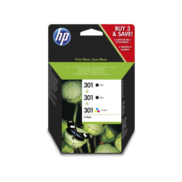 Combo-Pack Original HP Black/Color No. 301 for DeskJet 1000|1050|1510|2000|2050|2054|3000|300|3054|OfficeJet 4630 "E5Y87EE"