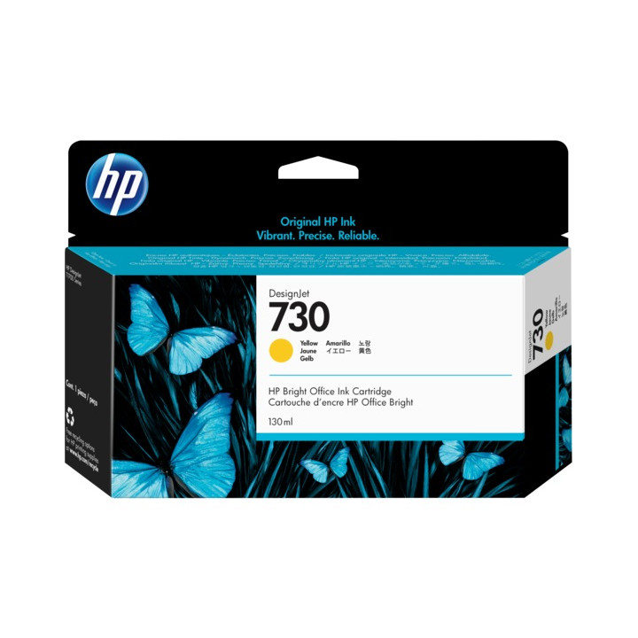 Original HP Yellow Ink Cartridge No. 730 for DesignJet T1600 | T1700 | T2600, 130ml "P2V64A"