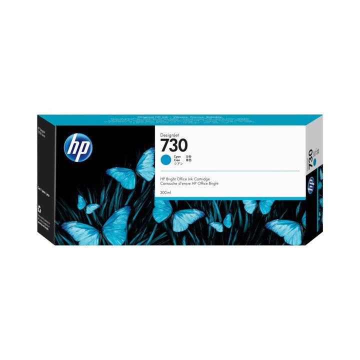 Original HP Cyan Ink Cartridge No. 730 for DesignJet T1600 | T1700 | T2600, 300ml "P2V68A"
