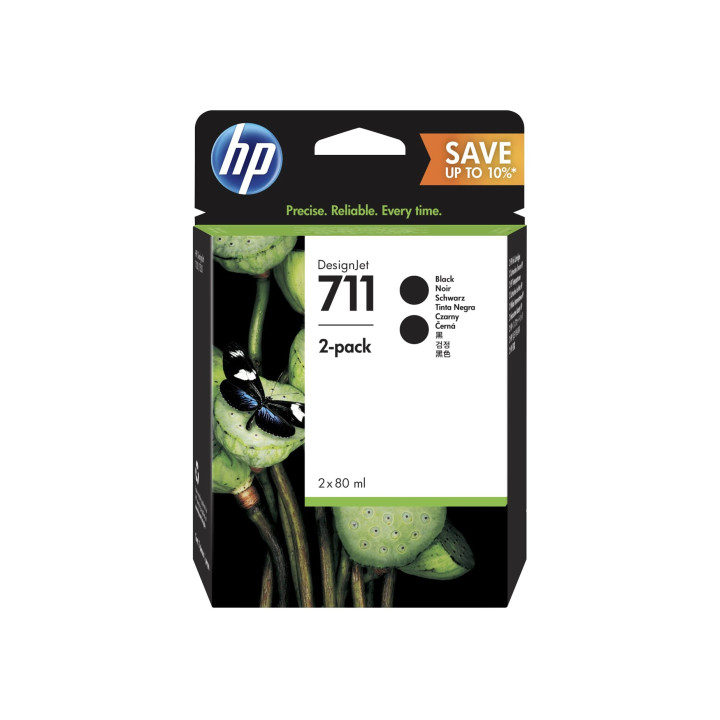 Dual-Pack Original HP Black No. 711 for DesignJet T120 | T125 | T135 | T520 "P2V31A"