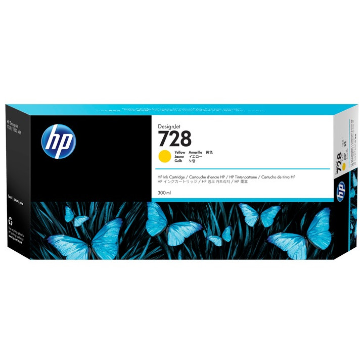 Original HP Yellow Ink Cartridge No. 728 for DesignJet T730 | DesignJet T830 "F9K15A"