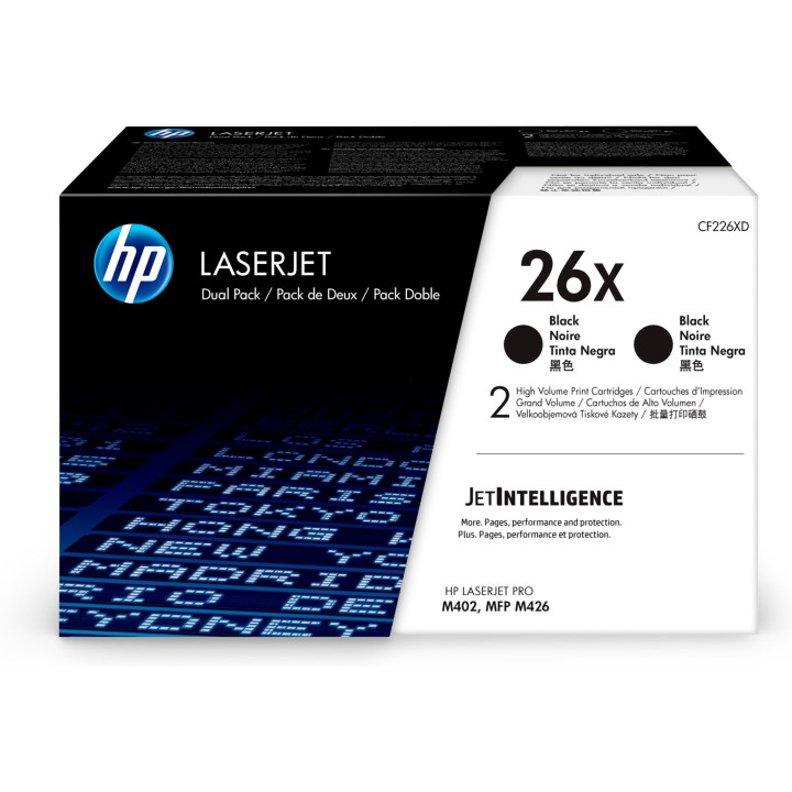 Двоен пакет оригинален HP черен номер 26X за LaserJet Pro M402|M426 2 x 9K "CF226XD"