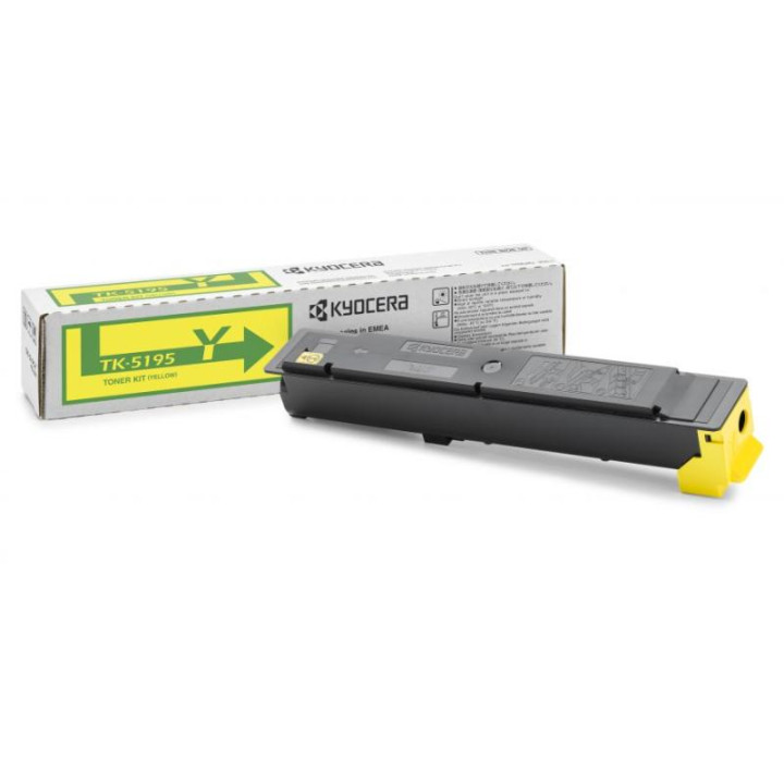 Original Kyocera Yellow Toner TK-5195Y for TaskAlpha 306|307|308, 7K pages.