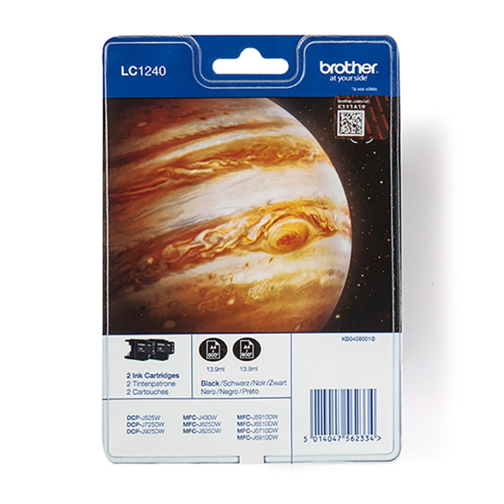 Dual-Pack Original Brother Black, LC1240BKBP2, pentru DCP-J525W|J725|J925|MFC-J430|J625|J5910|J6510|J6910, , (timbru verde 0.15 