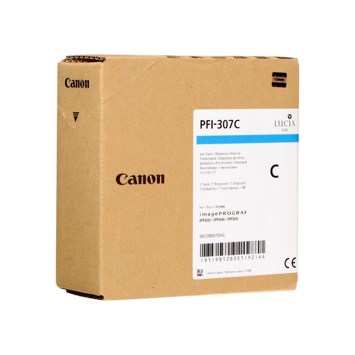 Cartus Cerneala Original Canon Cyan, PFI-307C, pentru IPF 830|840|850, 330ml, (timbru verde 0.15 lei),NOPP, "CF9812B001AA"