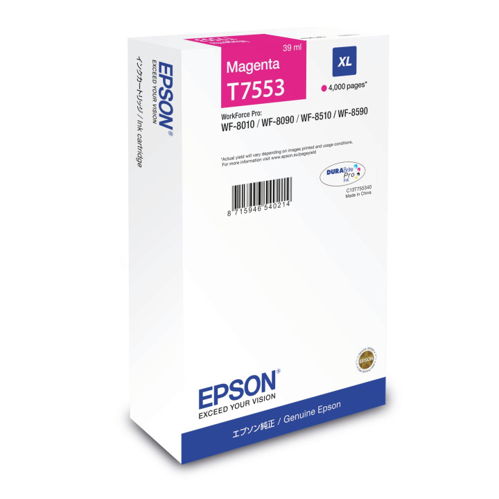 Eredeti Epson Magenta T7553 tintapatron Workforce Pro WF-8010|8090|8510|8590 "C13T755340"