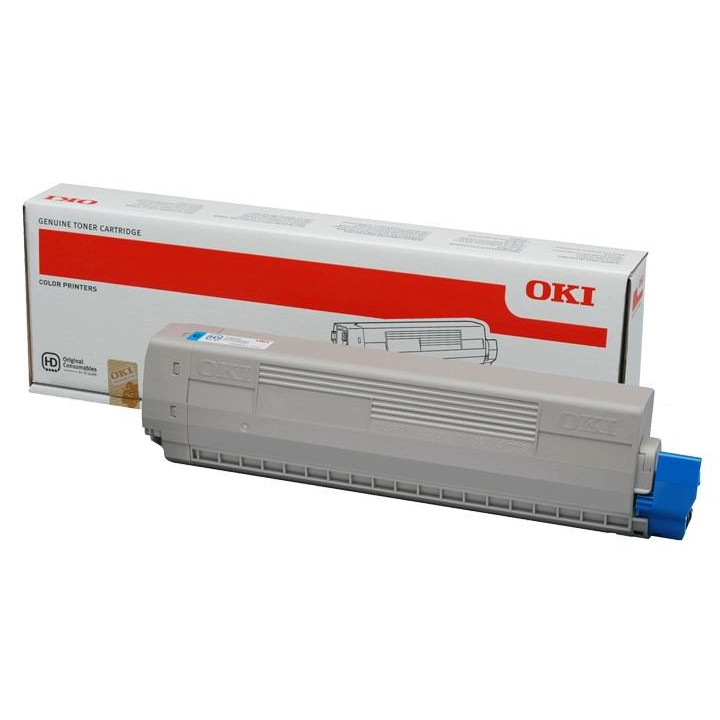 Original OKI Cyan Toner 44844507 for C831|C841, 10K pages.
