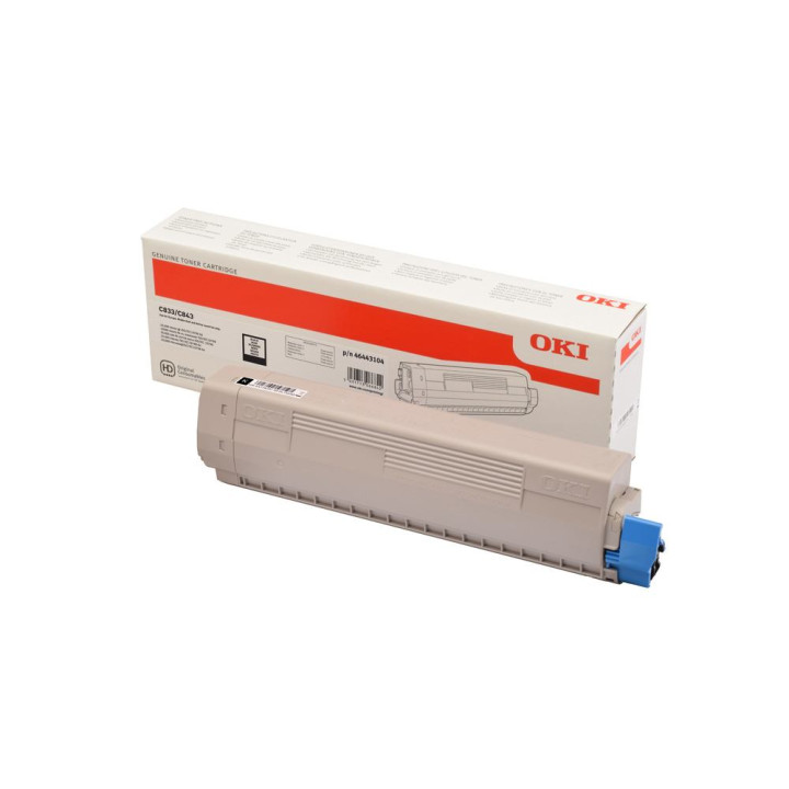 Eredeti OKI Fekete Toner 46443104 C833|C843 10K, "46443104"