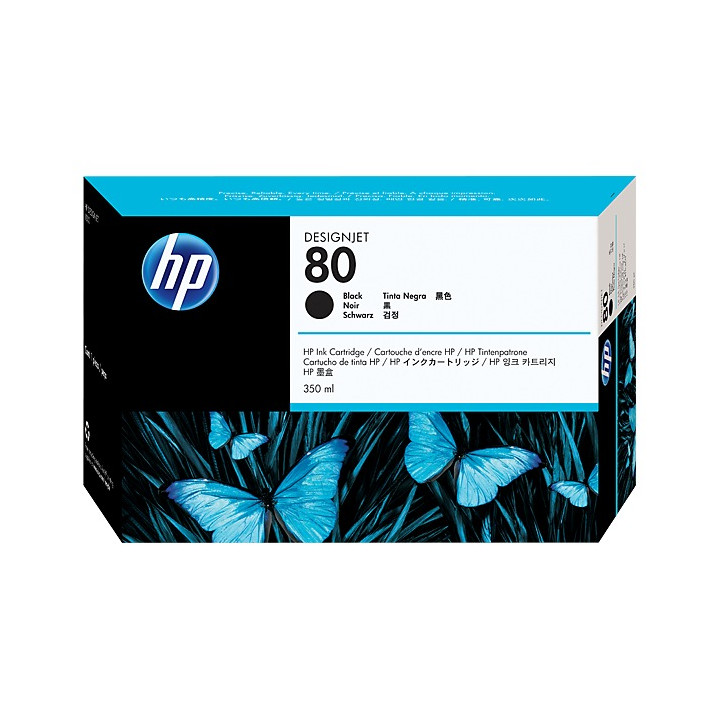 Original HP Black Ink Cartridge No. 80 for Designjet 1050/1055, 350ml "C4871A"