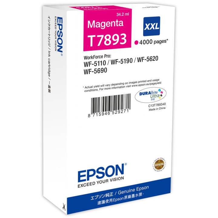 Cartus Cerneala Original Epson Magenta, T7893, pentru WF-5620, , (timbru verde 0.15 lei), "C13T789340"(RAPO)