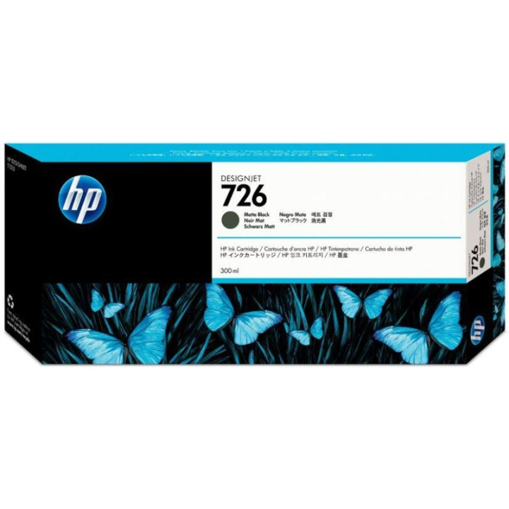 Original HP Matte Black Ink Cartridge No. 726 for Designjet T1200/T2300, 300ml "CH575A"