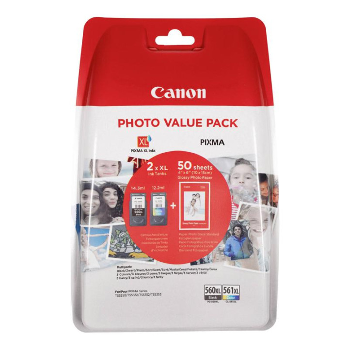 Combo-Pack Eredeti Canon Fekete/Színes PG-560XL/CL-561XL a Pixma TS5350|TS5351|TS5352 400/300 "3712C004AA"