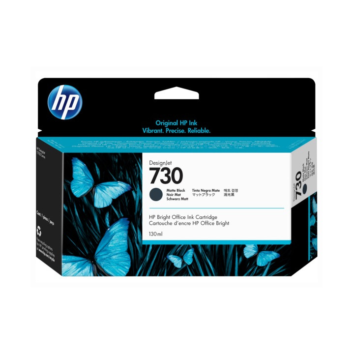Original HP Matte Black Ink Cartridge No. 730 for Designjet T1600 | Designjet T1700 | Designjet T2600, 130ml "P2V65A"
