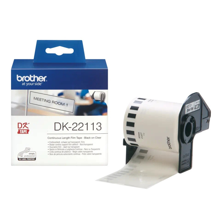 Banda Continua Hartie Original Brother Black on Clear, DK22113, pentru P-TOUCH QL-1100|QL-800|QL-810|QL-1050|QL-1060|QL-500|QL-5