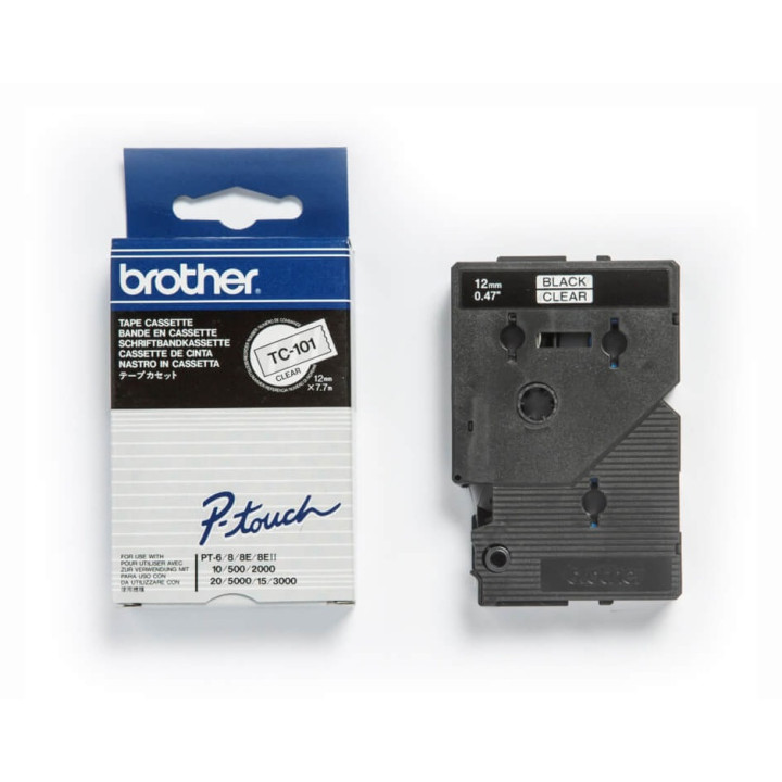 Brother TC101 Fekete átlátszó laminált szalag E105|E110|H100|H101|H105|H110|H111|P300|128|200|1000|1010|1090|1100|1120|1130|1160