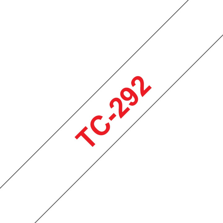 Original Brother Red on White Laminated Tape TC292 for E105|E110|H100|H101|H105|H110|H111|P300|128|200|1000|1010|1090|1100|1120|