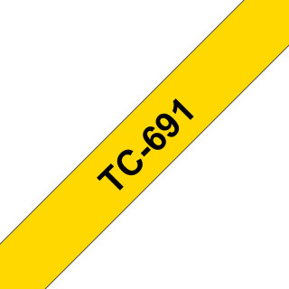 Banda Laminata Original Brother Black on Yellow, TC691, pentru E105|E110|H100|H101|H105|H110|H111|P300|128|200|1000|1010|1090|11