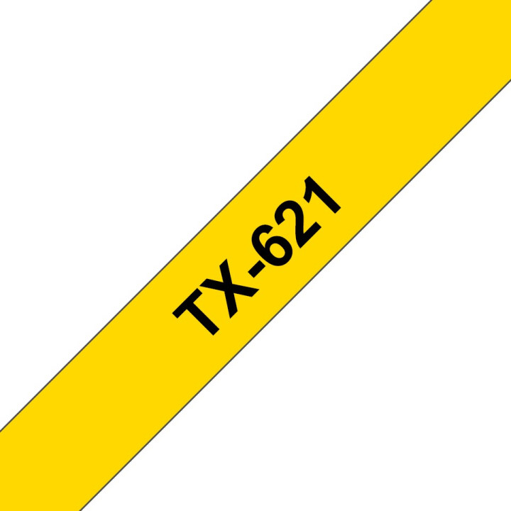 Banda laminata Original Brother Black on Yellow, TX621, pentru E105|E110|H100|H101|H105|H110|H111|P300|128|200|1000|1010|1090|11