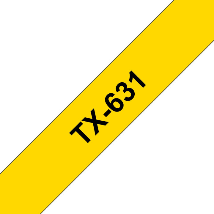 Original Brother Laminated Tape Black on Yellow TX631 for P-TOUCH QL-1100 | QL-800 | QL-810 | QL-1050 | QL-1060 | QL-500 | QL-56