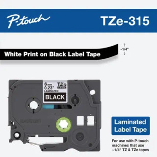 Banda laminata Original Brother White on Black, TZE315, pentru E105|E110|H100|H101|H105|H110|H111|P300|128|200|1000|1010|1090|11